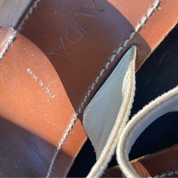 Authentic Prada Leather Sandals Ivory Patent Leather and Brown Slides Sz 38 - Picture 6 of 11